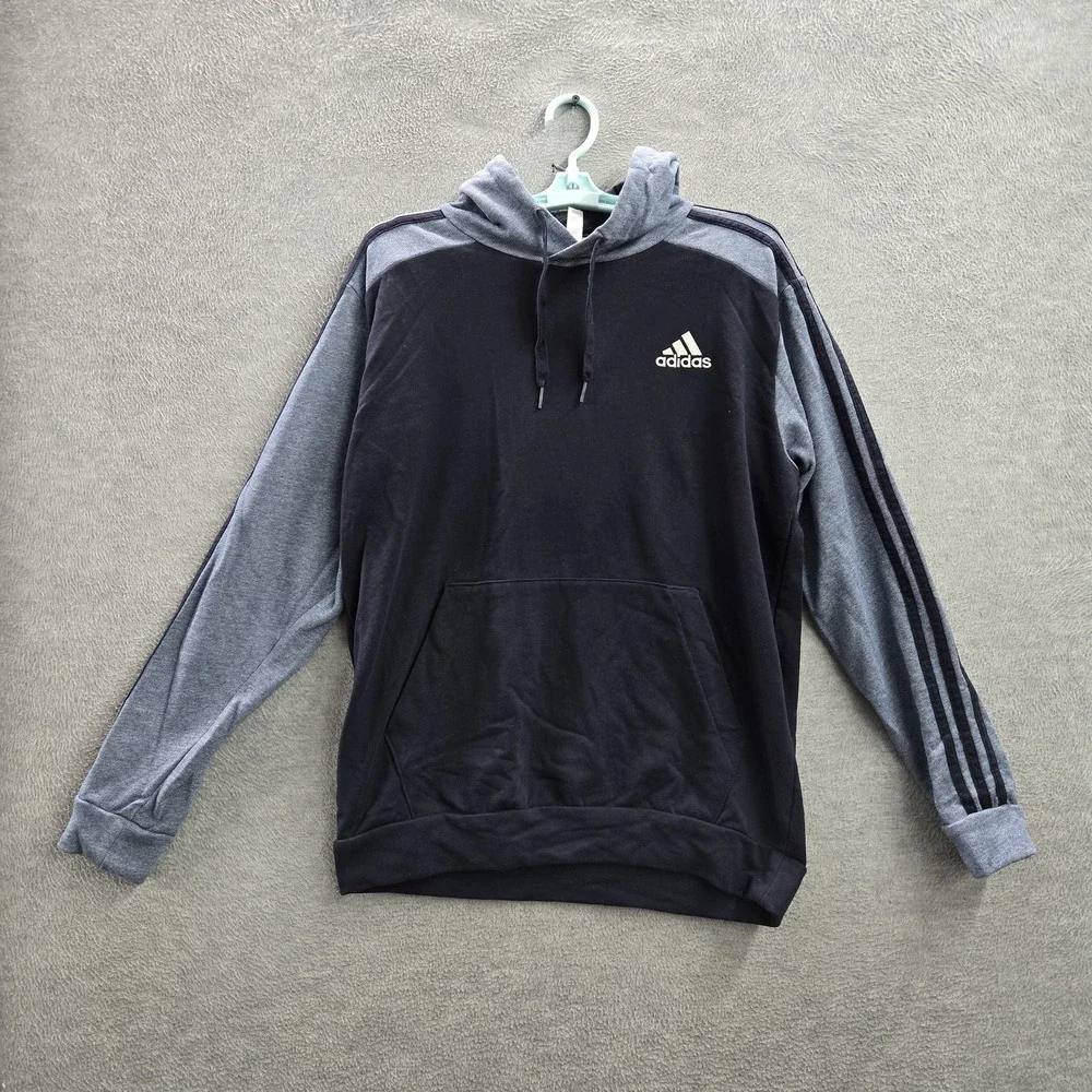 Adidas Men Hoodie M Navy Colorblock Athleisure Gorpcore‎ Logo Drawstring Long